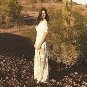 Honey Punch Lace Maxi Romper Dress